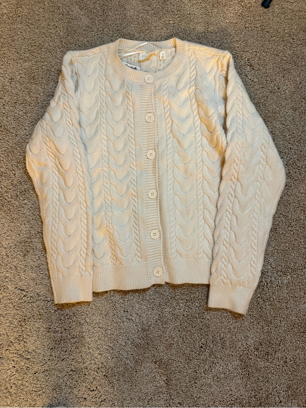 Cyrus Ivory Cable-Knit Button-Up Cardigan